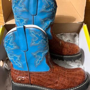 Roper Turquoise Brown Western Cowboy Boots Women’s 9.5 excellent
